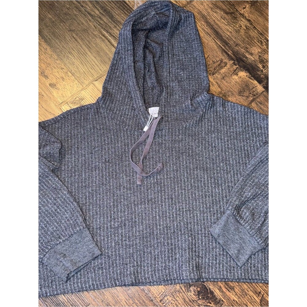 Women’s GARAGE Hooded Waffle-Knit Sweater - Charcoal Gray